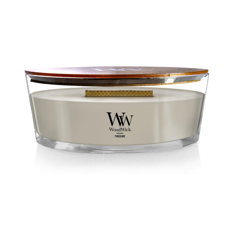 WoodWick Ellipse Candle Scented Candle Fireside Scented Up to 50 Hours Burn Time Crackles as it Burns Great for Any Home Decoration or Gift 16oz