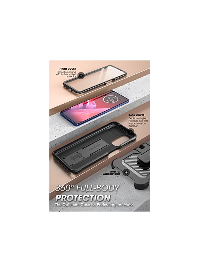 SupCase Unicorn Beetle Pro Series Case for Moto G Stylus 5G 2022 [Not Fit 4G Version], with Built-in Screen Protector Full-Body Rugged Belt Clip & Kickstand Case (Black) - Image 5