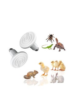 Reptile Heat Lamp, 2PCS Ceramic Lamp Bulb No Light Emitting Brooder Coop Heater, for Pet Lizard Turtle Snake Aquarium Amphibian Incubating Chicken 24hr Source 100W
