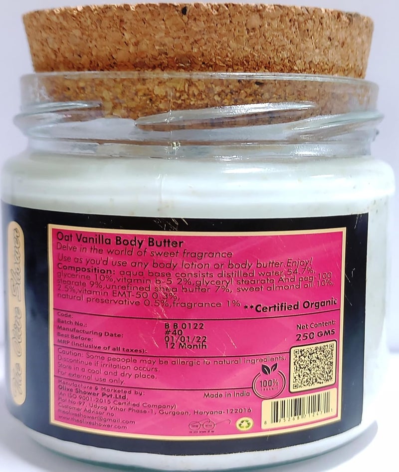 The Olive Shower Oat Vanilla Body Butter 250grams - Image 2