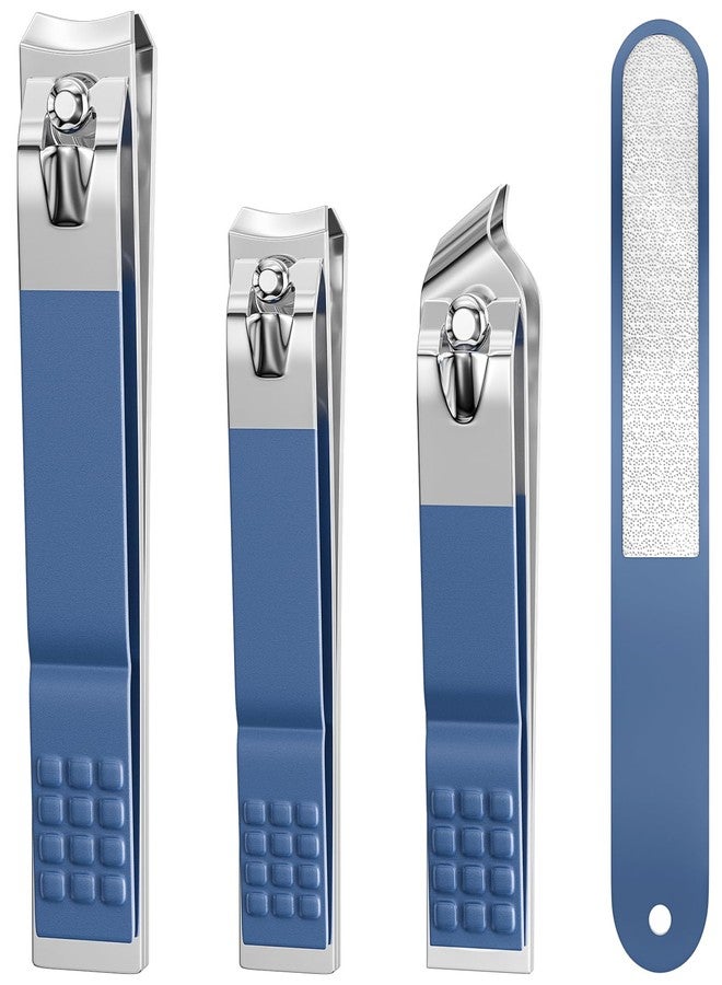 DUCOO Nail Clipper Set, 4 PCS Ultra Sharp Nail Clippers for Men, Women, Adults Toenail Fingernail Clippers, Stainless Steel Nail Cutter & File, Blue - Image 1