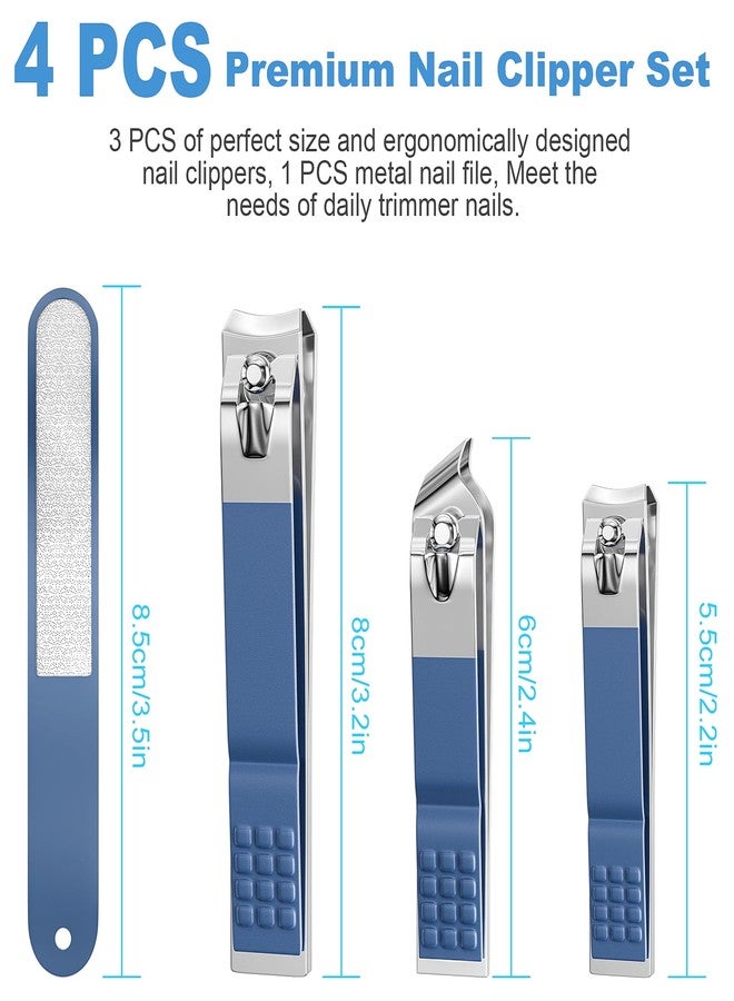 DUCOO Nail Clipper Set, 4 PCS Ultra Sharp Nail Clippers for Men, Women, Adults Toenail Fingernail Clippers, Stainless Steel Nail Cutter & File, Blue - Image 2