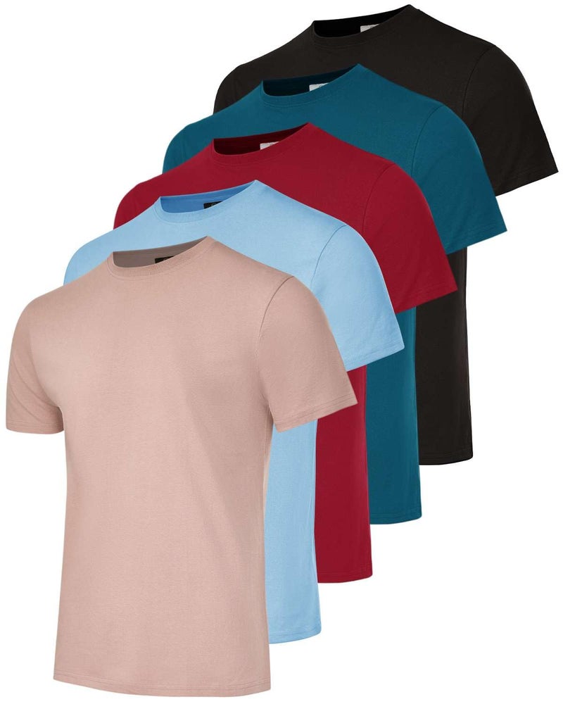 REALESSENTIALS Real Essentials 5 Pack: Menâ€™s 100% Cotton Casual T-Shirts Plain Jersey Shirts Fashion Tees (Big & Tall Available)- Set 5, XXL - Image 1