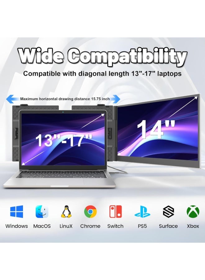 14" Ultra-Thin Dual Laptop Screen Extender, FHD 1080P IPS Portable Monitor, Plug & Play via HDMI/USB-A/Type-C, Compatible with 13–17" Laptops, Windows, Mac, Android  - Image 5