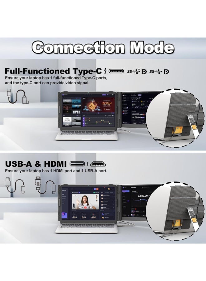 14" Ultra-Thin Dual Laptop Screen Extender, FHD 1080P IPS Portable Monitor, Plug & Play via HDMI/USB-A/Type-C, Compatible with 13–17" Laptops, Windows, Mac, Android  - Image 4