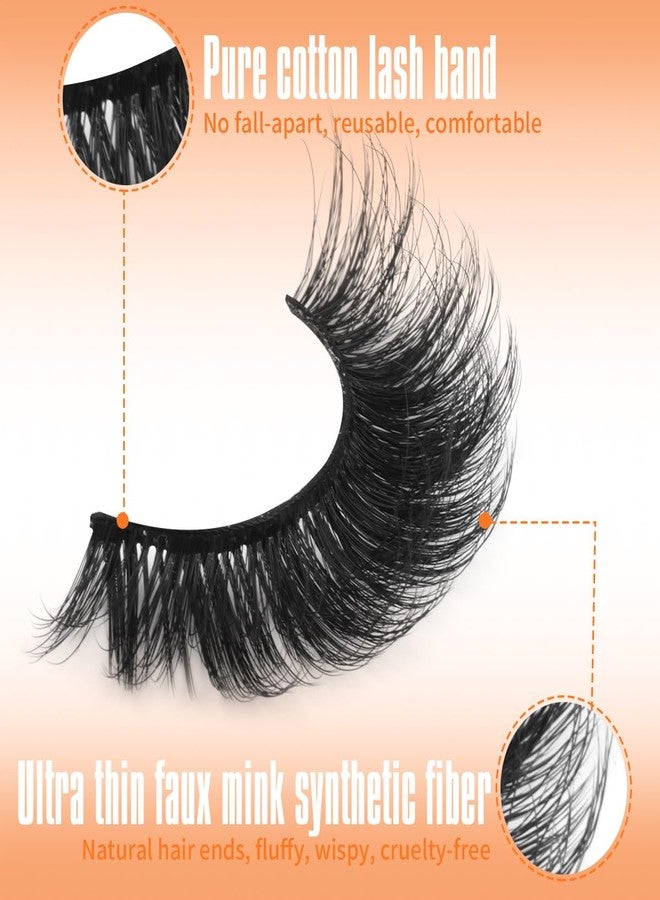 Kiromiro Mink Lashes False Eyelashes 18mm 3D Volume Cat Eye Lashes Faux Mink Eyelash Wispy Fake Eyelashes Thick Strips Lash Pack, 7 Pairs - Image 2