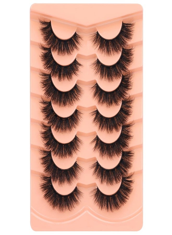 Kiromiro Mink Lashes False Eyelashes 18mm 3D Volume Cat Eye Lashes Faux Mink Eyelash Wispy Fake Eyelashes Thick Strips Lash Pack, 7 Pairs - Image 4