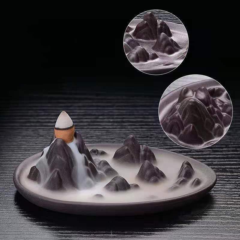 Yeehtech Ornaments Incense Burner, Ceramic Backflow Censer, Backflow Aromatherapy Incense Censer Holder for Home Reading Room Ornaments - Image 3
