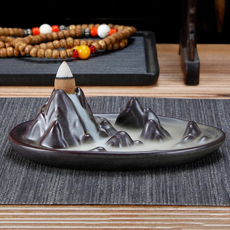 Yeehtech Ornaments Incense Burner, Ceramic Backflow Censer, Backflow Aromatherapy Incense Censer Holder for Home Reading Room Ornaments - Image 5