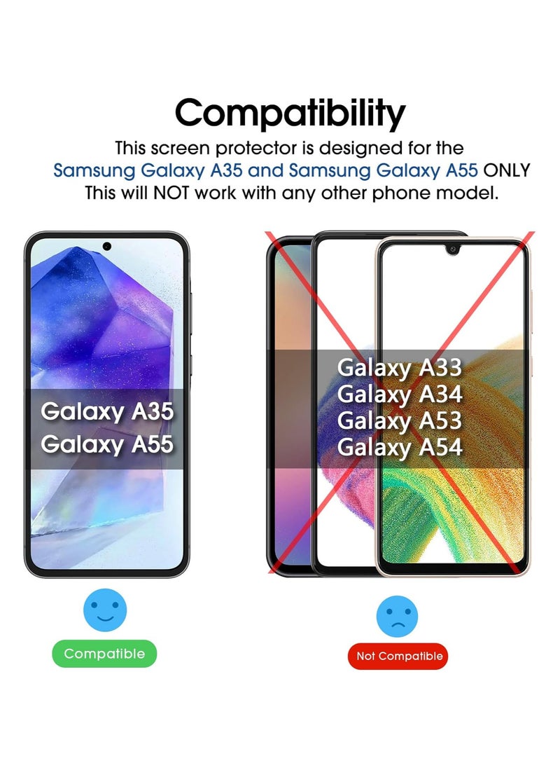 Amfilm - amFilm 3 Pack Screen Protector for Samsung Galaxy A35/A55 5G 2024,9H Hardness Tempered Glass,Anti Scratch,Bubble Free,Easy Installation - Image 1