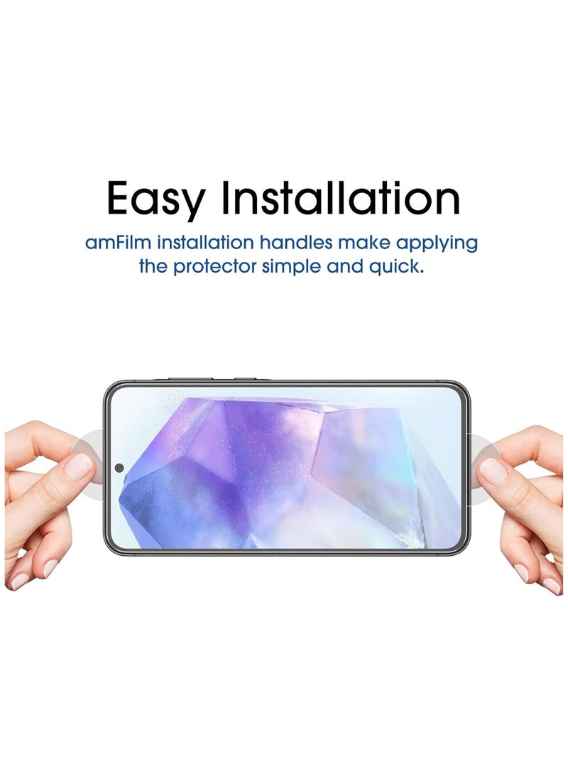 Amfilm - amFilm 3 Pack Screen Protector for Samsung Galaxy A35/A55 5G 2024,9H Hardness Tempered Glass,Anti Scratch,Bubble Free,Easy Installation - Image 1