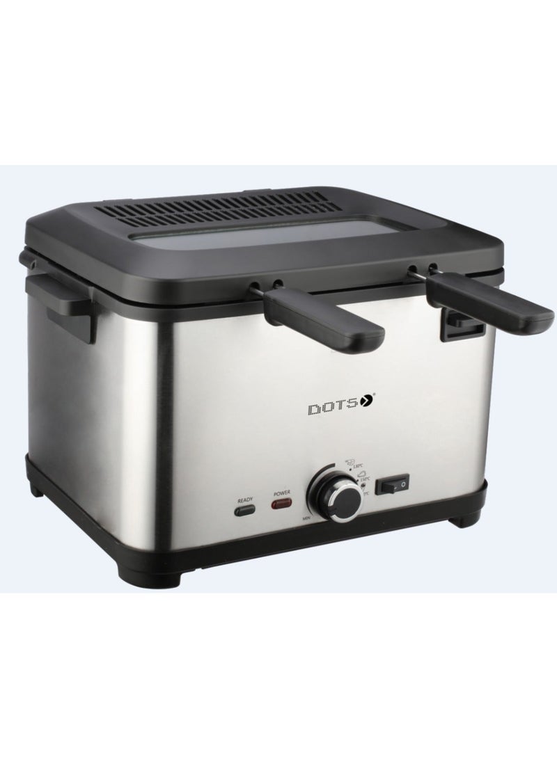 دوتس مقلاة دوتس العميقة 4 لتر 2000 واط مع سلات من الفولاذ المقاوم للصدأ وسلة قابلة للإزالة مع غطاء مع نافذة عرض للمطبخ والحفلات - Image 2