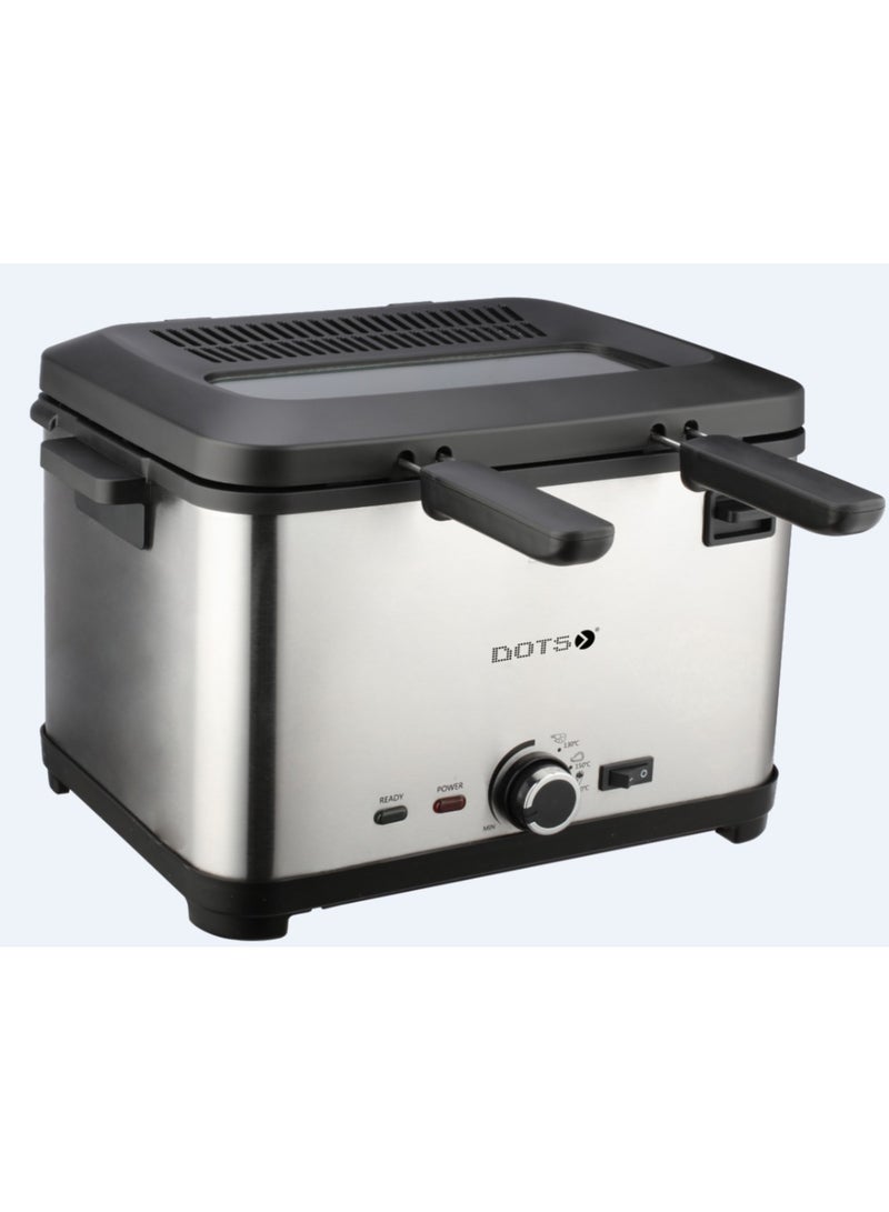 دوتس مقلاة دوتس العميقة 4 لتر 2000 واط مع سلات من الفولاذ المقاوم للصدأ وسلة قابلة للإزالة مع غطاء مع نافذة عرض للمطبخ والحفلات - Image 1