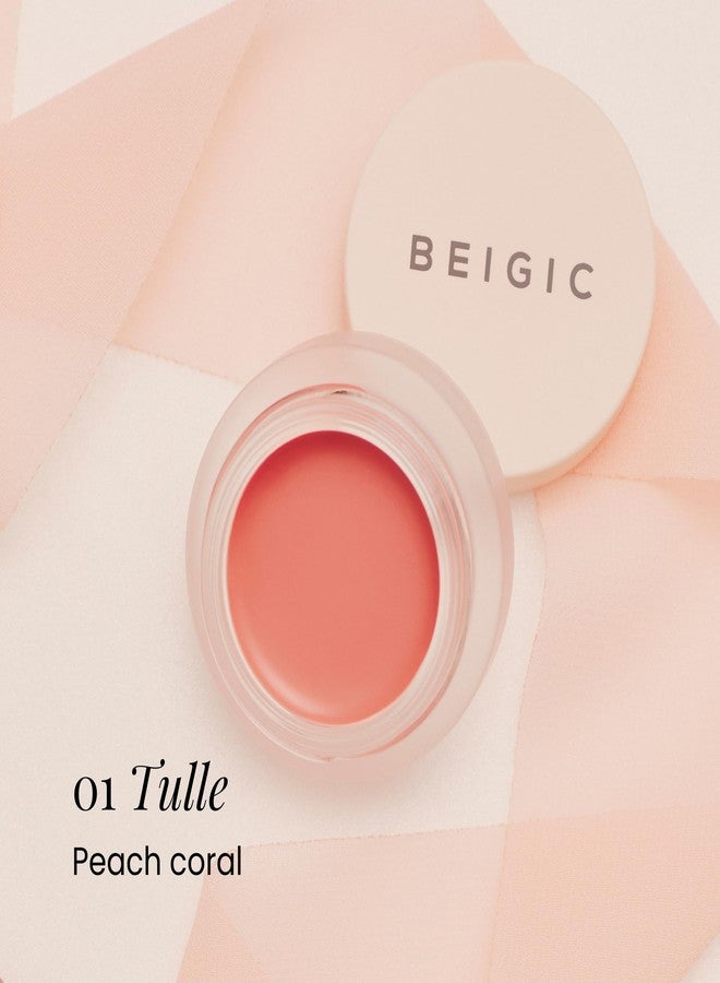 BEIGIC Flush Lip & Cheek Balm 01 Tulle - Vegan Buildable, Multiuse, Travel Sized Blush & Lip Color (0.14 fl.oz) - Peach Coral - Image 3