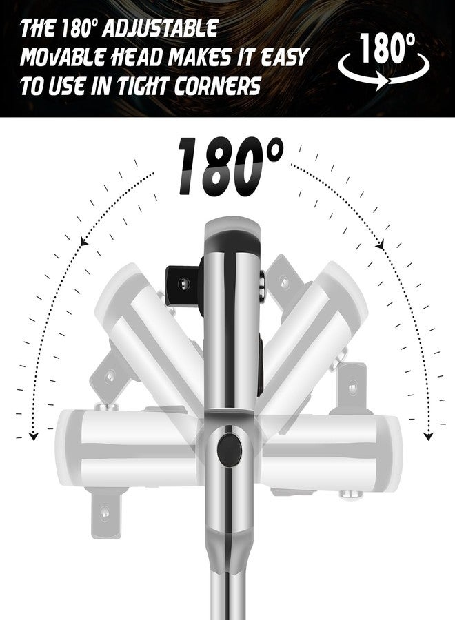 DISEN 3-Piece Extendable Flex-Head Ratchet Wrench Set with EVA Storage Case - 1/4", 3/8", 1/2" Drive, 72-Tooth, Rubber Grip, Adjustable Length - Professional Automotive and DIY Tools - Image 3