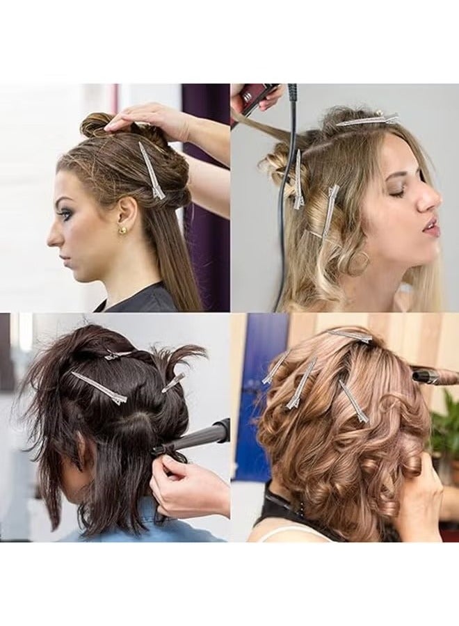 40 قطعة من مشابك منقار البط، مشبك تجعيد معدني، 3.5 بوصة مشبك تجعيد معدني مقاوم للصدأ على شكل تمساح مع فتحات لتصفيف الشعر، الصالون، فيونكات DIY (فضي) - Image 4