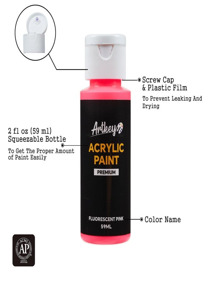 Artkey Acrylic Paint Set, 16 Colors 2 oz/59 ml Acrylic Paint Kit for Professional Artists & Beginners - Memphis Style “Pop Art Colors” Palette for Canvas, Wood, Fabric, Rock, Leather, Ceramic, Glass - Image 2