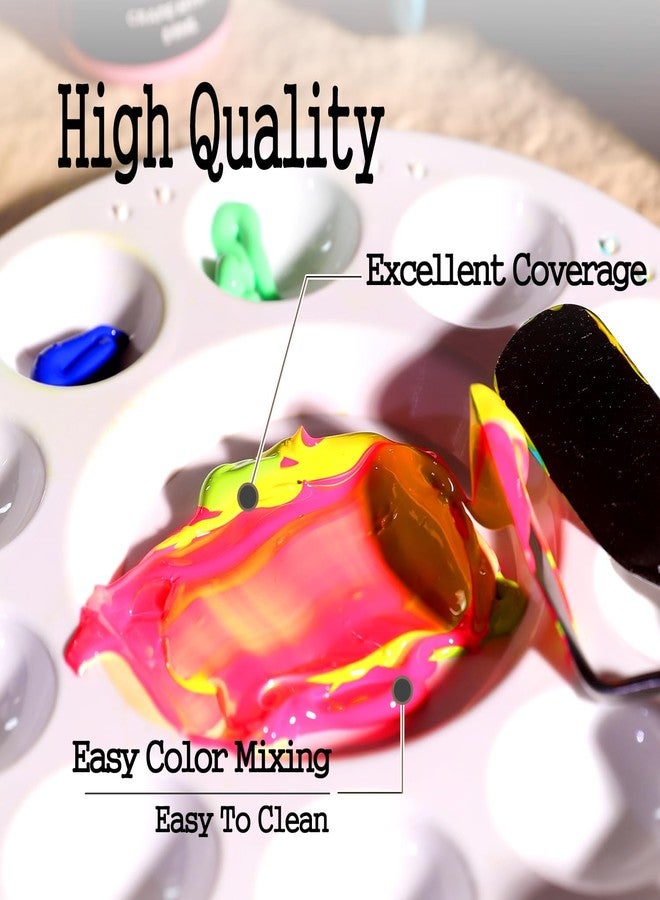 Artkey Acrylic Paint Set, 16 Colors 2 oz/59 ml Acrylic Paint Kit for Professional Artists & Beginners - Memphis Style “Pop Art Colors” Palette for Canvas, Wood, Fabric, Rock, Leather, Ceramic, Glass - Image 4
