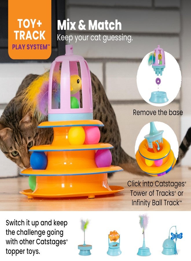 Catstages 2-in-1 Chirping Bird Interactive Cat Toy - Touch-Activated Toy with Sound and Ball Track Fun, Standalone Toy or Track Add-On, Purple - Image 5