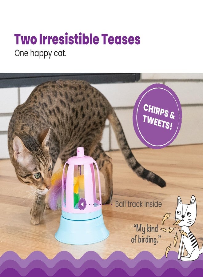 Catstages 2-in-1 Chirping Bird Interactive Cat Toy - Touch-Activated Toy with Sound and Ball Track Fun, Standalone Toy or Track Add-On, Purple - Image 2
