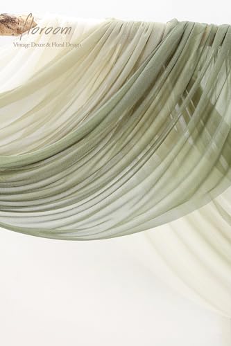 Floroom Wedding Arch Draping Fabric 3 Panels 20Ft Chiffon Fabric Drapes Arbor Drapery Wedding Ceremony Reception Swag Decorations (Forest Green +Sage Green +Ivory) - Image 3