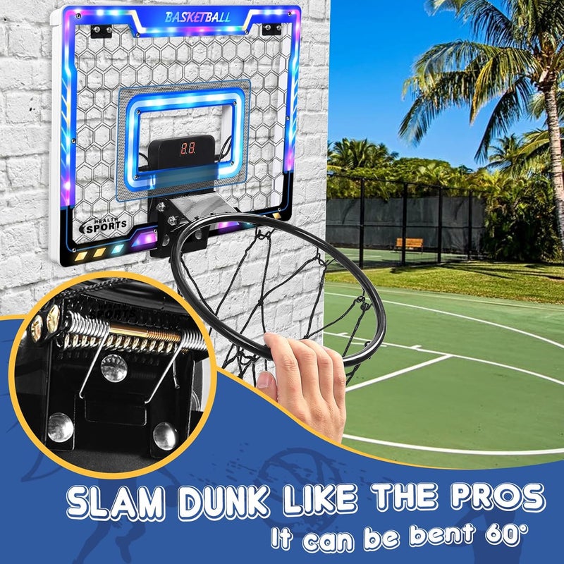 AOKESI Basketball Hoop Indoor for Kids, Mini Basketball Hoop with 3 Balls,Led Light,Batteries & Electronic S Sport Basketball - Image 3