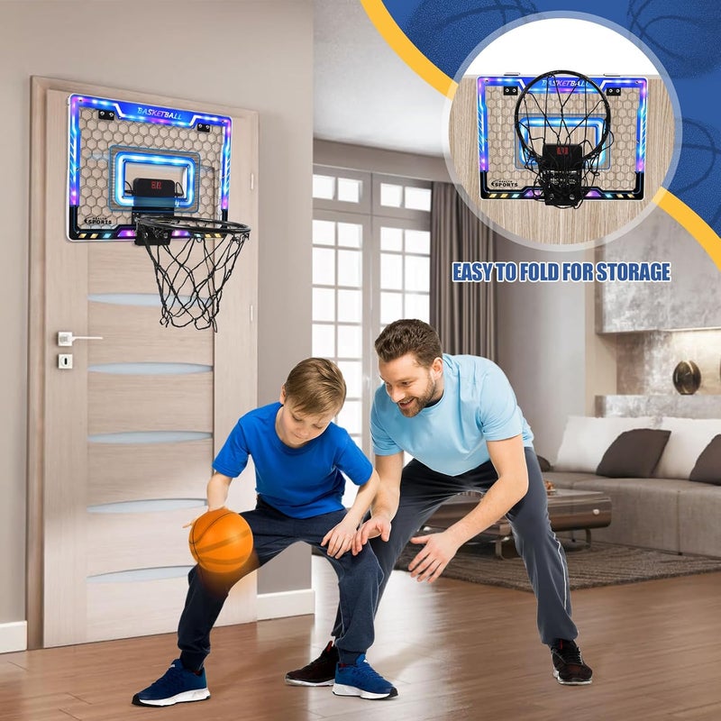AOKESI Basketball Hoop Indoor for Kids, Mini Basketball Hoop with 3 Balls,Led Light,Batteries & Electronic S Sport Basketball - Image 4