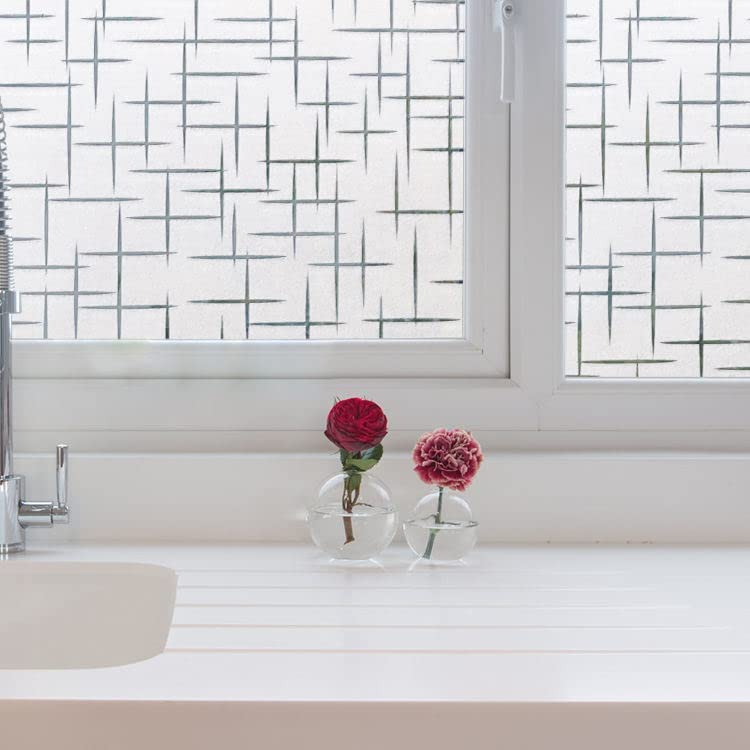 HAPPYMATES Privacy Window Film Frosted Glass Sticker for Home Office Static Anti-UV Window Paper Decorative Window Covering for Home, Office Bathroom (24 x 60 Inch, Star) - Image 5