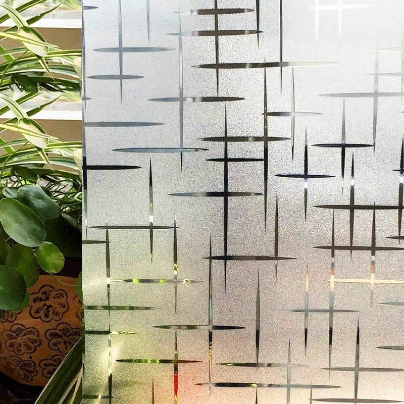 HAPPYMATES Privacy Window Film Frosted Glass Sticker for Home Office Static Anti-UV Window Paper Decorative Window Covering for Home, Office Bathroom (24 x 60 Inch, Star) - Image 2