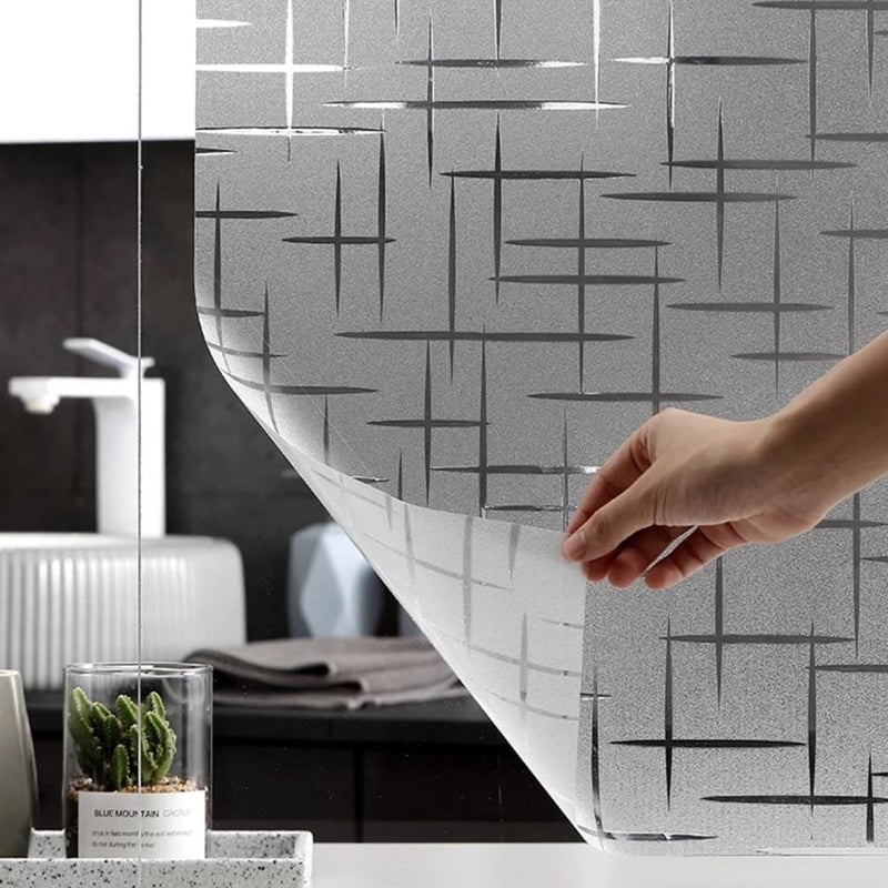 HAPPYMATES Privacy Window Film Frosted Glass Sticker for Home Office Static Anti-UV Window Paper Decorative Window Covering for Home, Office Bathroom (24 x 60 Inch, Star) - Image 3