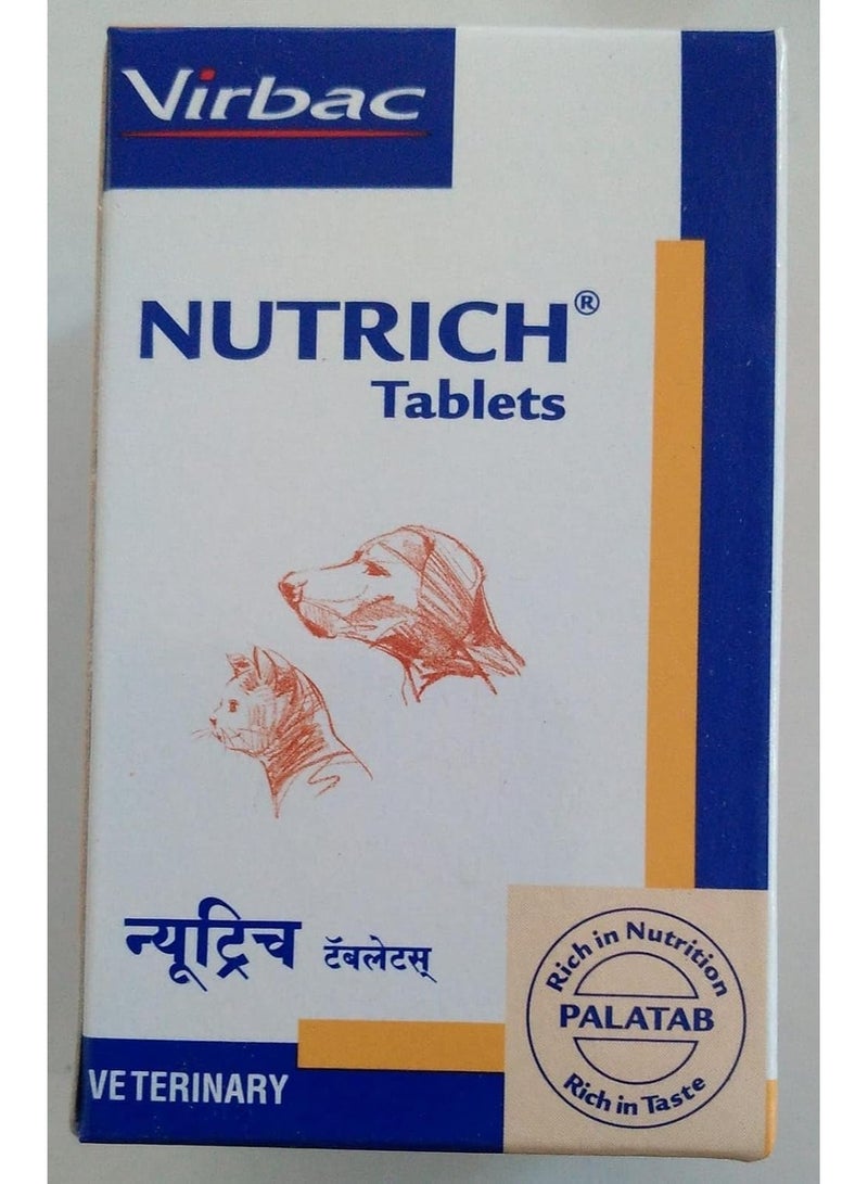 Virbac Nutrich Tablets - Dog Nutrition in Tablet Form - 60 Tablets - Image 1