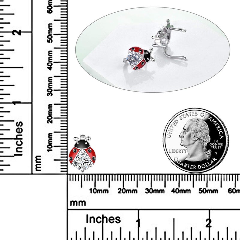POPLYKE Ladybug Earrings for Women Sterling Silver Ladybug Leverback Hoop Earrings Jewelry(ladybug zircon earrings) - Image 3