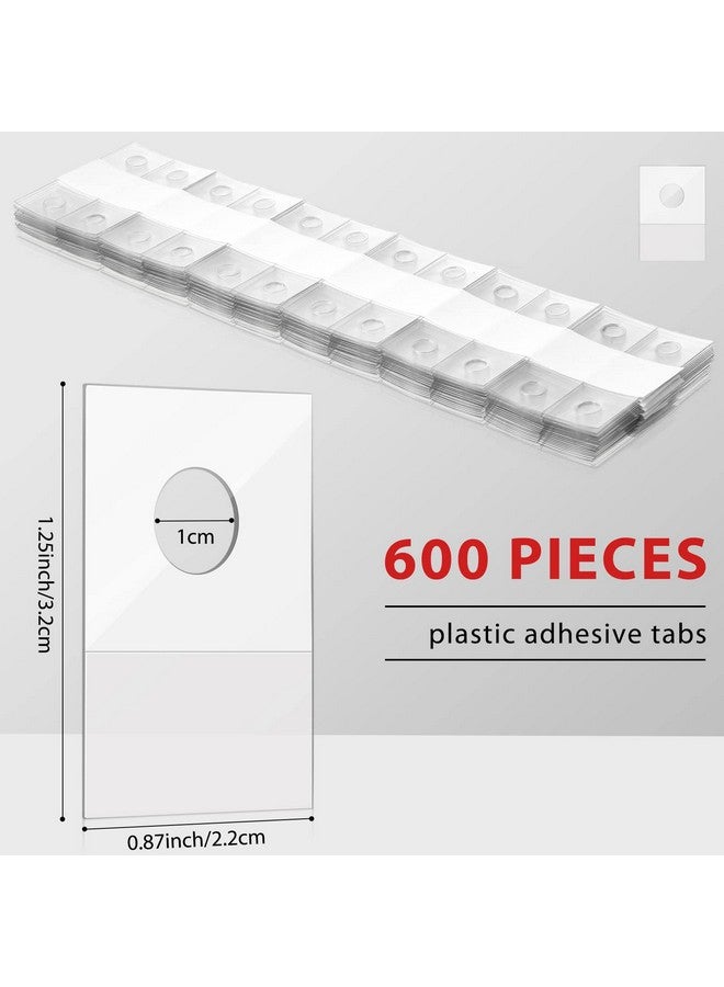 Yulejo 600 Pcs Clear Hook Hang Tabs Round Hole Hang Tags 7/8 X 11/4 Inches Self Adhesive Hanging Tabs Heavy Duty Sticky Adhesive Hang Tags Plastic Hanging Tabs For Merchandise Store Retail Displays - Image 2