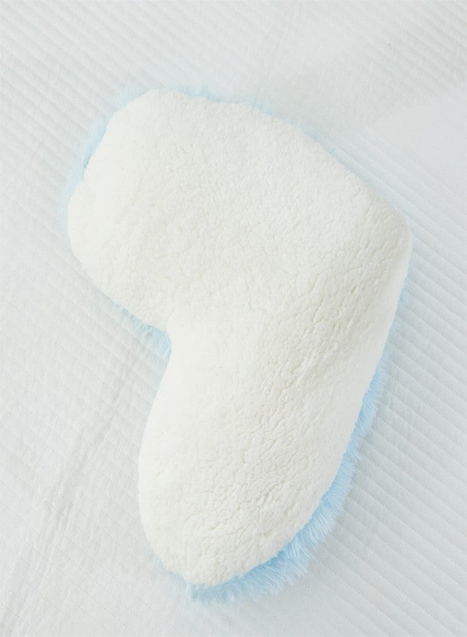 MOOWOO Fluffy Heart Pillow Gift for Girls Kids, Shaggy Plush Faux Fur and Sherpa, Cute Soft Throw Cushion Gift for Thanks Giving,Mothers Day,Valentines Day Decor,Heart Shaped (Blue) - Image 3