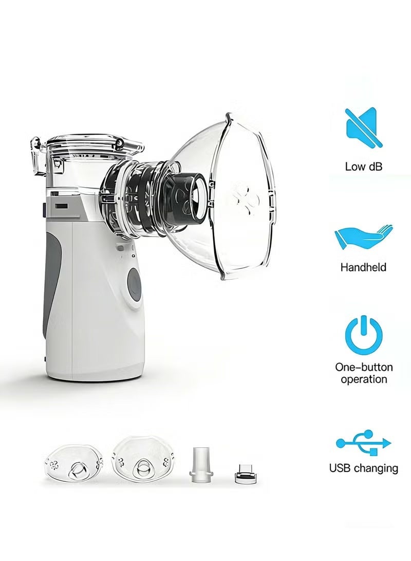 صورة العالمة آلة التبخير المحمولة للأطفال، الكبار، والرضع، جهاز تبخير صغير، مرذاذ البخار للاستنشاق، جهاز شبكي يدوي قابل لإعادة الشحن عبر USB، جهاز تبخير بالموجات فوق الصوتية مع طريقتين للاستخدام للأطفال الذين يعانون من مشاكل في التنفس، مناسب للاستخدام في المنزل، المكتب، وخارج المنزل. - Image 4