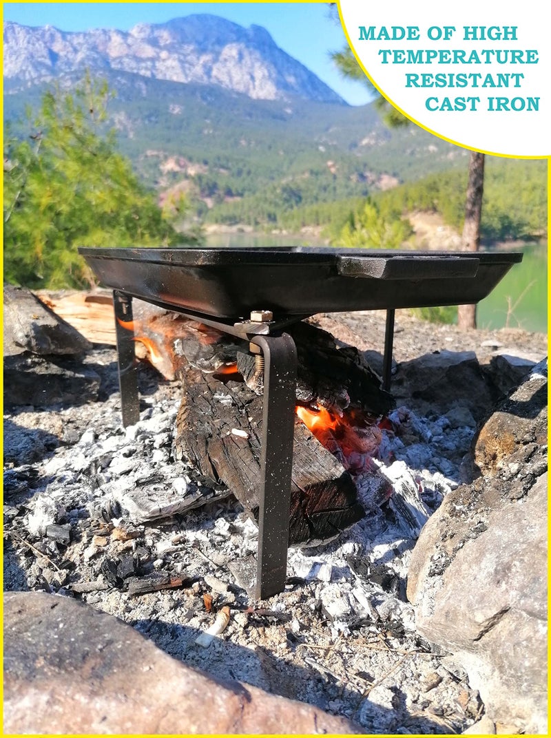OC TRADE 14 Inch Camping Tripod for Cooking, Camping Cooking Stand, Tripod Grill, Fire Tripod for Cooking, Cast Iron Stand, Dutch Oven Stand, Fire Pit Stand, Dutch Oven Tripod, Cooking Tripod for Campfire - Image 3