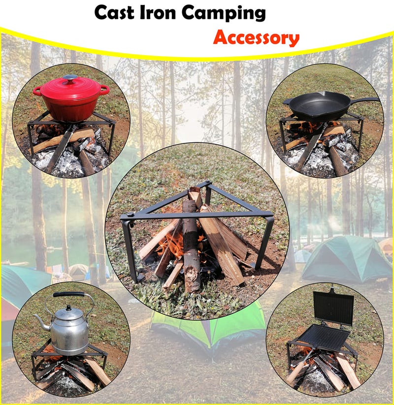OC TRADE 14 Inch Camping Tripod for Cooking, Camping Cooking Stand, Tripod Grill, Fire Tripod for Cooking, Cast Iron Stand, Dutch Oven Stand, Fire Pit Stand, Dutch Oven Tripod, Cooking Tripod for Campfire - Image 5