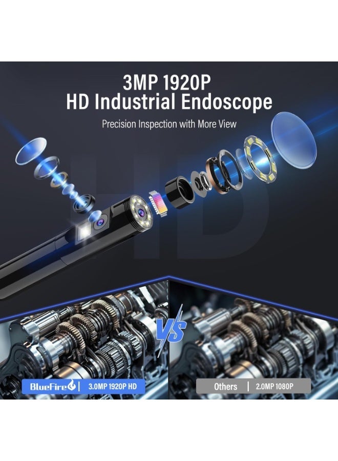 Inspection with 16.4FT, with Light,1920P HD Borescope with 9 LED Lights, inspection ,Semi-Rigid Snake , 7.8mm IP67 Waterproof - Image 4