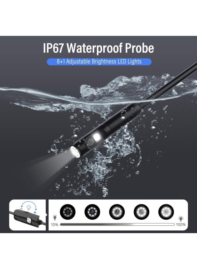 Inspection with 16.4FT, with Light,1920P HD Borescope with 9 LED Lights, inspection ,Semi-Rigid Snake , 7.8mm IP67 Waterproof - Image 5