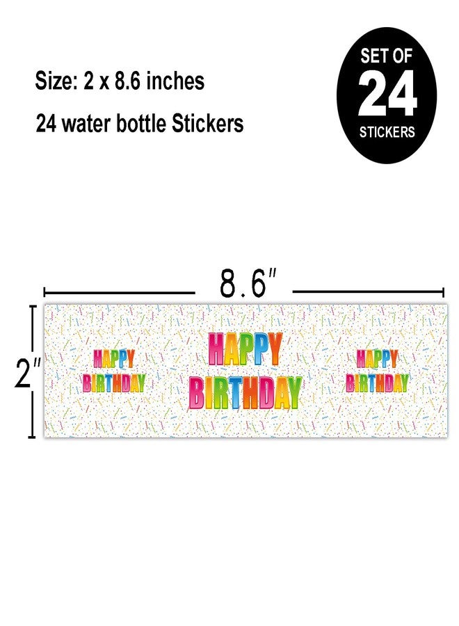 None/Brand None Brand Colorful Happy Birthday Party Water Bottle Labels, Stickers, Decorations, Favor, 2 x 8 Inch, 24 Count - Image 2