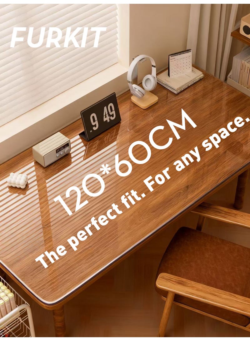 FURKIT حماية طاولة واقي طاولة مفرش طاولة من PVC شفاف ضد الماء - حامي طاولة 1.5 مم غير قابل للانزلاق (غطاء بلاستيكي - حصيرة مكتب) لطاولات غرفة الطعام والمكتب 180*90cm/70*35in - Image 5