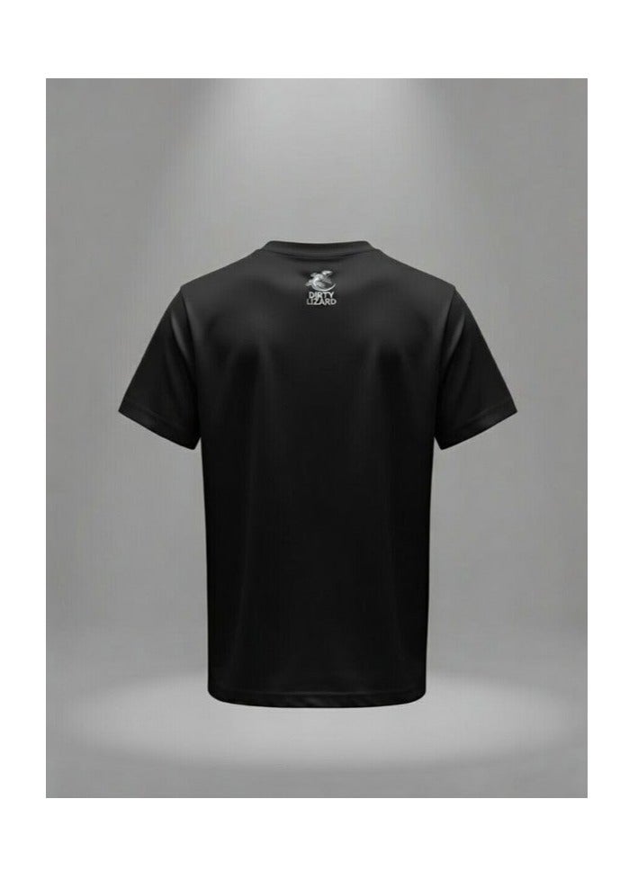 Dirty Lizard 1pc Unisex black t-shirt with animal print 100% cotton 3 - Image 2