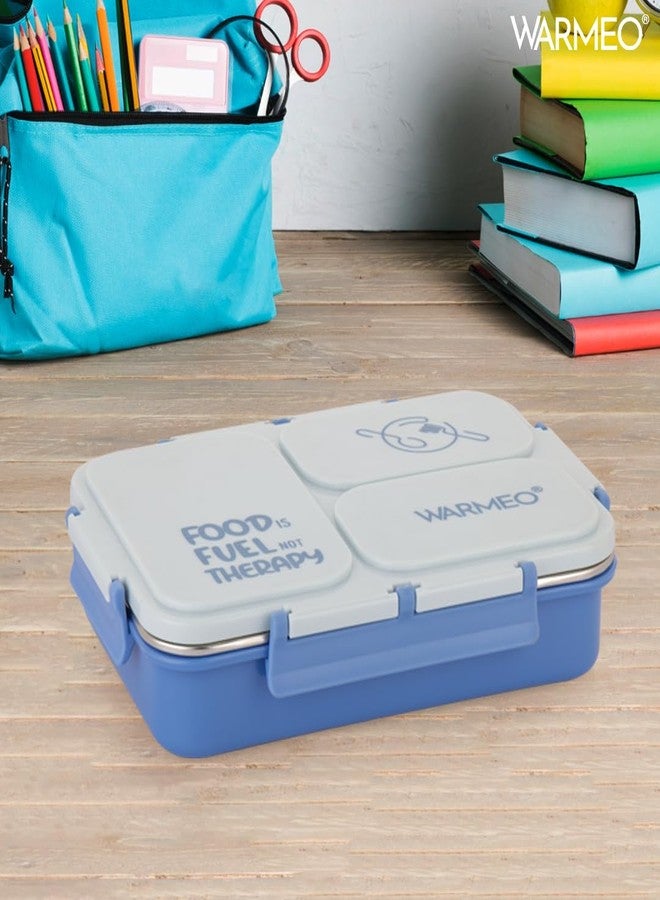 WARMEO علبة غداء معزولة من وارميو برانش 3 بثلاثة أقسام، خالية من مادة BPA، آمنة للاستخدام مع الطعام، مثالية للمدرسة والنزهات والمكتب والأنشطة الخارجية - 750 مل، لون أزرق فاتح، مصنوعة من الفولاذ المقاوم للصدأ - Image 2