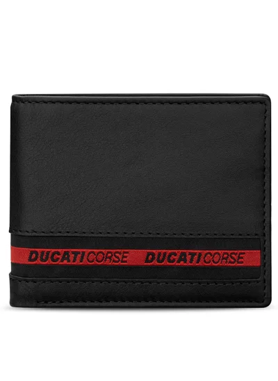 Ducati Corse Nastro Black Genuine Leather Wallet For Men