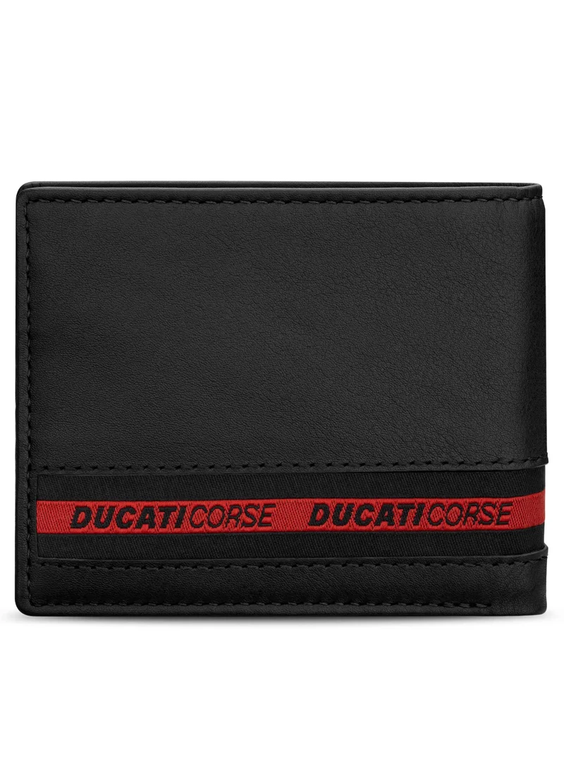 Ducati Corse Nastro Black Genuine Leather Wallet For Men
