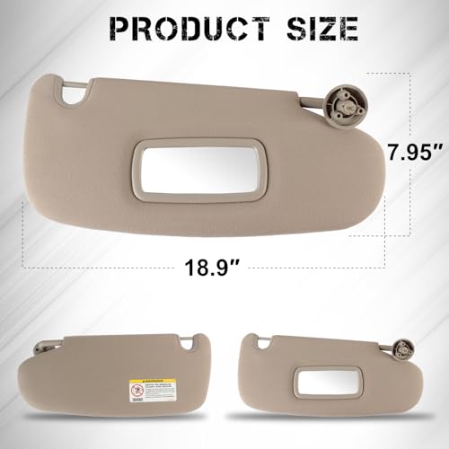PEVAST Left Driver and Right Passenger Side Sun Visor Compatible with Dodge 2002 2003 2004 2005 2006 2007 2008 2009 Ram 1500 2500 3500 Sunvisor Replace 1CT11TL2AA 1CT18TL2AA(Gray) - Image 3