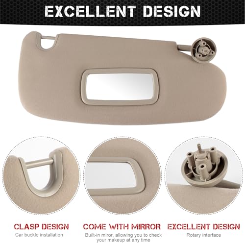 PEVAST Left Driver and Right Passenger Side Sun Visor Compatible with Dodge 2002 2003 2004 2005 2006 2007 2008 2009 Ram 1500 2500 3500 Sunvisor Replace 1CT11TL2AA 1CT18TL2AA(Gray) - Image 5