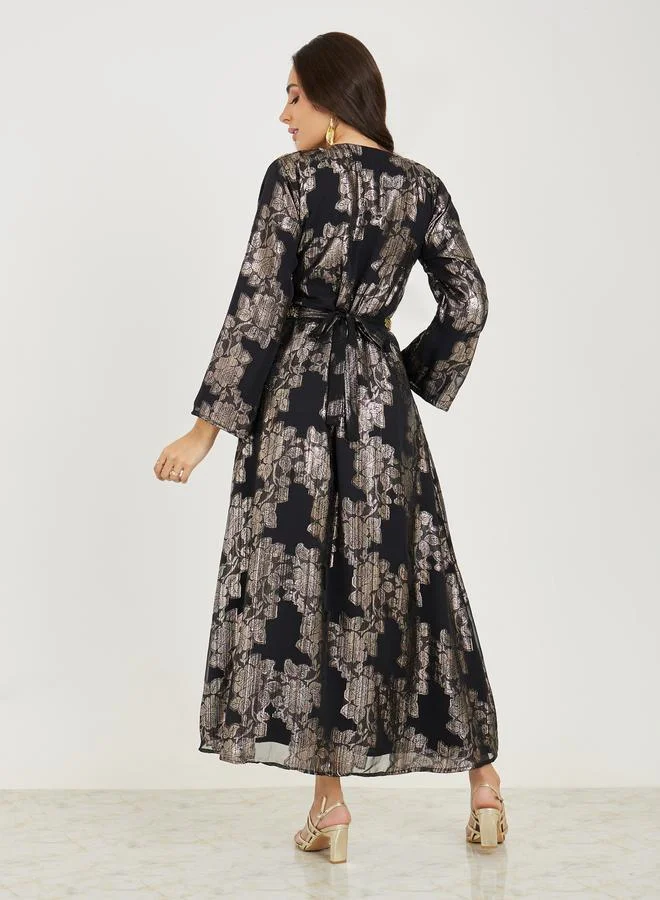 Styli Beaded Hand Embroidery Kaftan with Tie Belt