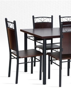 KARNAK Modern Wood and Metal Dining Table Set (1+6) - Mahogany  - Image 3