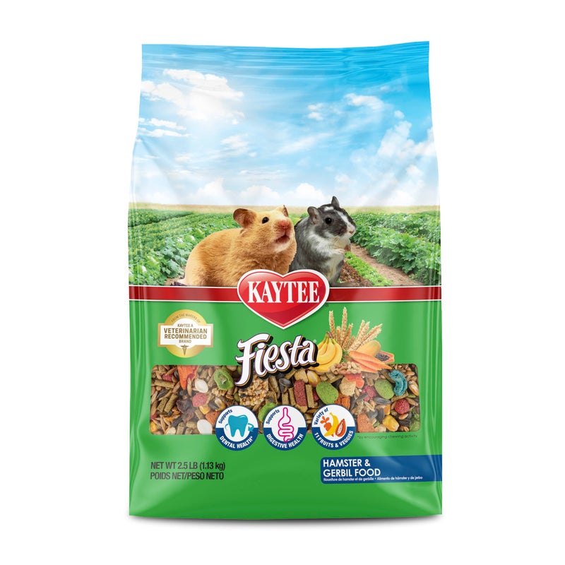 Kaytee Fiesta Hamster & Gerbil Food, Nutritious and Fun Blend, Supports Dental Health and Digestion, 2.5 pounds - Image 1